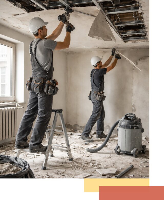 Демонтаж гипсокартонного потолка в Климовске быстро и аккуратно