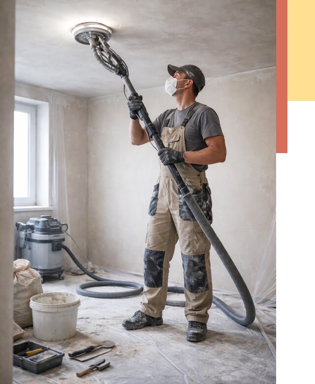 Шлифовка потолка в Климовске от 3545 руб. — услуги шлифования потолка | ОТДЕЛОЧНИК-Клс