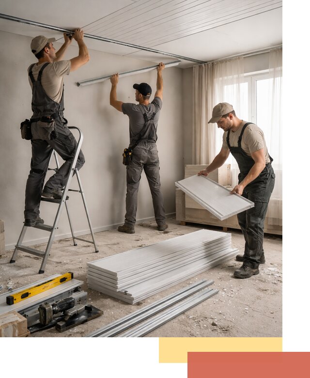 Монтаж потолка из ПВХ панелей в Климовске оперативно и качественно