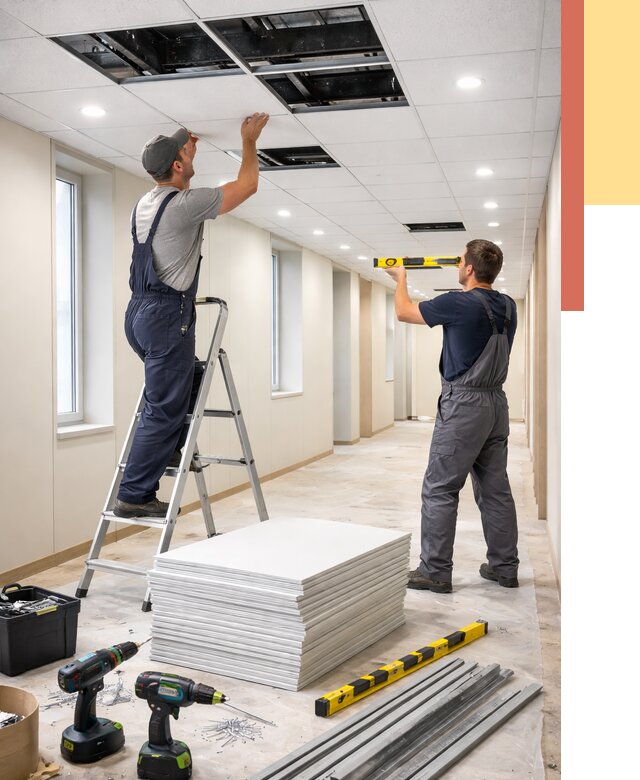 Ремонт потолка Армстронг в Климовске от 4558 руб. — быстро и недорого | ОТДЕЛОЧНИК-Клс