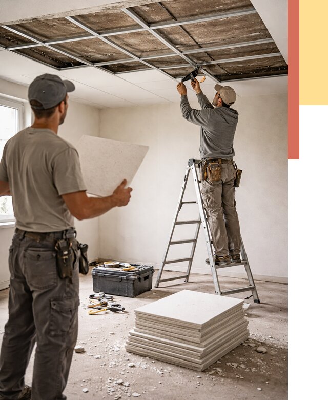 Замена плит подвесного потолка в Климовске от 1772 руб. быстро и недорого | ОТДЕЛОЧНИК-Клс