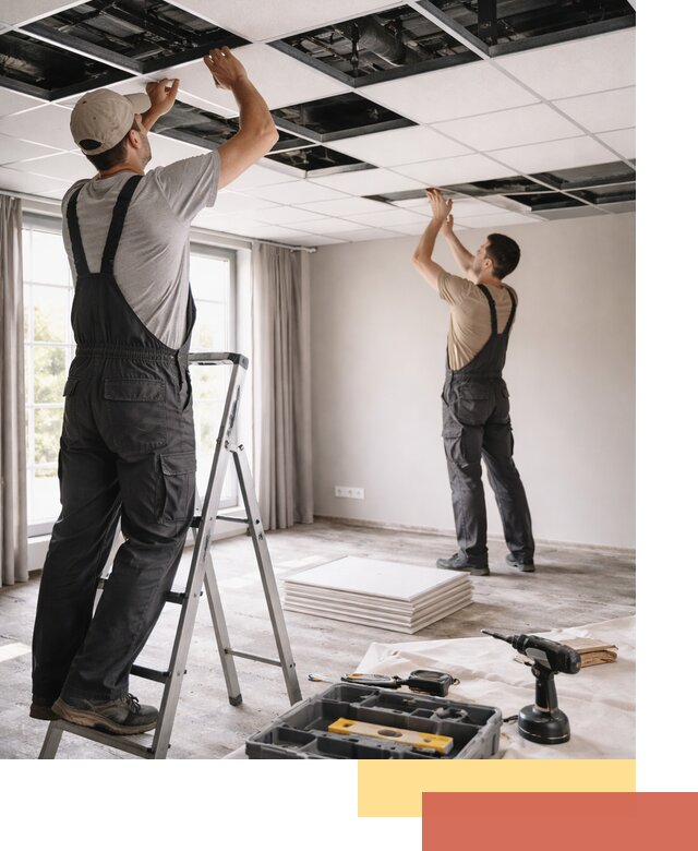 Замена плит подвесного потолка в Климовске быстро и качественно