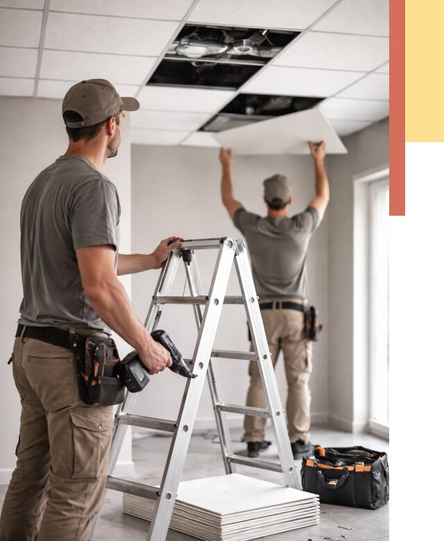 Обслуживание подвесного потолка в Климовске от 3545 руб. — быстро и недорого | ОТДЕЛОЧНИК-Клс