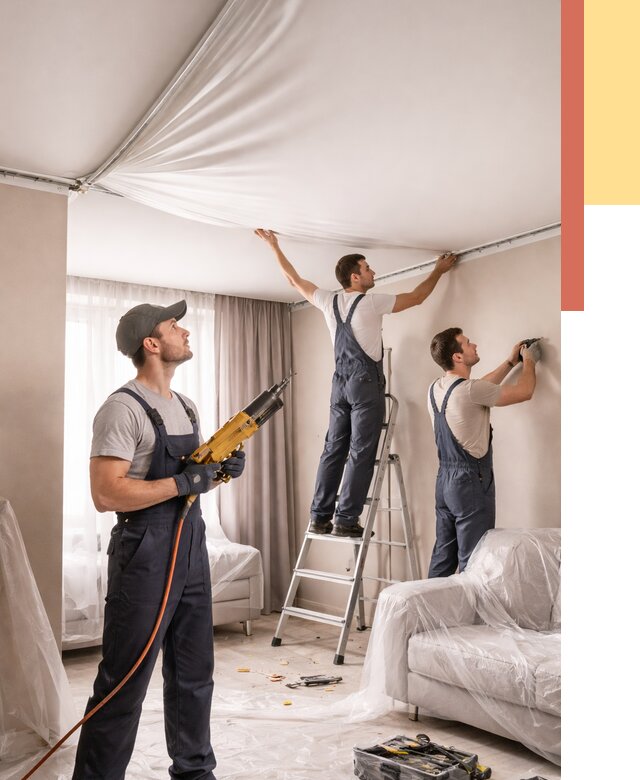 Установка натяжного потолка в Климовске от 4558 руб. | Быстро и недорого — ОТДЕЛОЧНИК-Клс