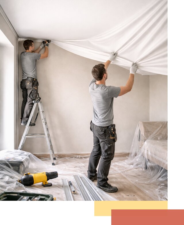 Монтаж тканевого натяжного потолка в Климовске недорого и быстро