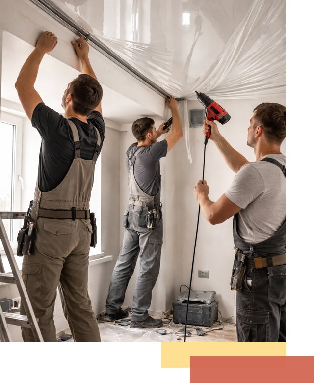 Монтаж глянцевого натяжного потолка в Климовске быстро и качественно