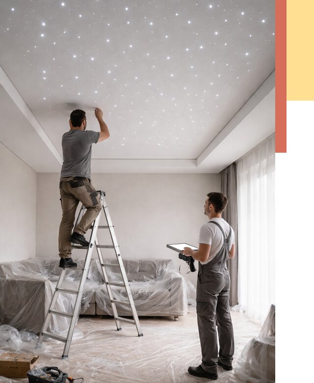 Монтаж натяжного потолка «звездное небо» в Климовске от 6583 руб. | ОТДЕЛОЧНИК-Клс