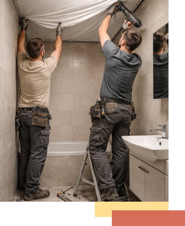 Монтаж натяжного потолка в ванной в Климовске быстро и качественно