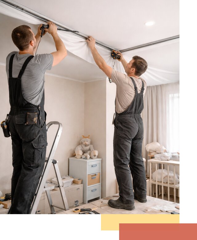 Монтаж натяжного потолка в детской комнате в Климовске