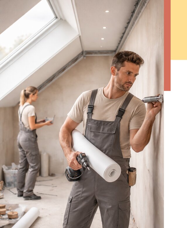 Монтаж натяжного потолка на мансарде в Климовске от 3545 руб. | ОТДЕЛОЧНИК-Клс