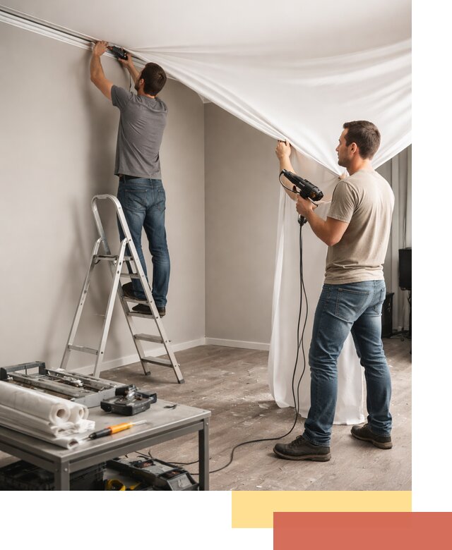 Монтаж натяжного потолка в студии в Климовске