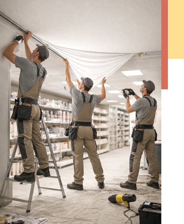 Монтаж натяжного потолка в магазине в Климовске от 4558 руб. быстро и недорого | ОТДЕЛОЧНИК-Клс