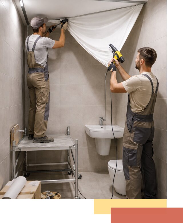 Монтаж натяжного потолка в санузле в Климовске