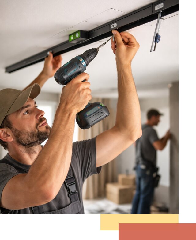 Установка трековых светильников в натяжной потолок в Климовске