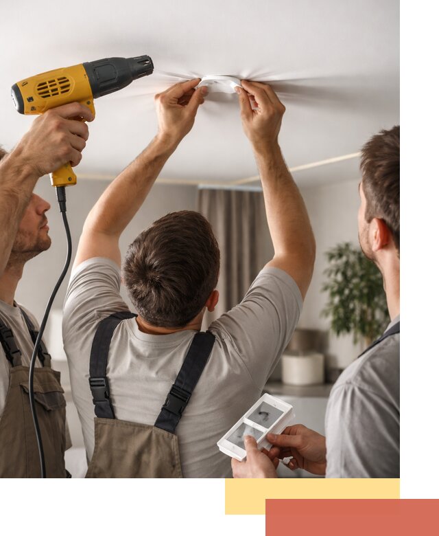 Ремонт прокола полотна натяжного потолка в Климовске