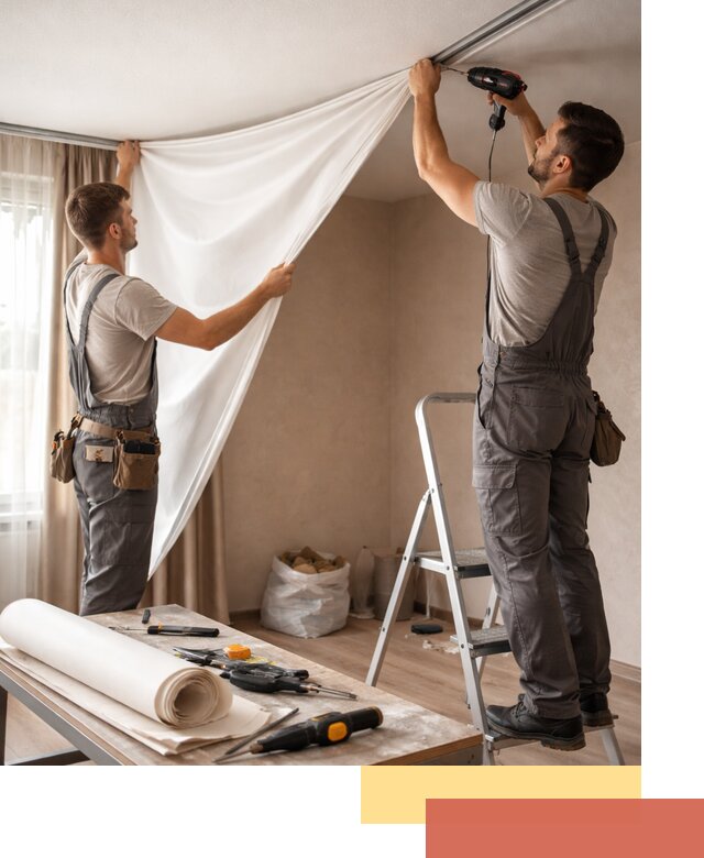 Замена полотна натяжного потолка в Климовске быстро и качественно