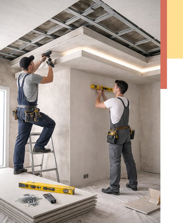 Двухуровневый потолок из гипсокартона в Климовске от 1469 руб. под ключ | ОТДЕЛОЧНИК-Клс