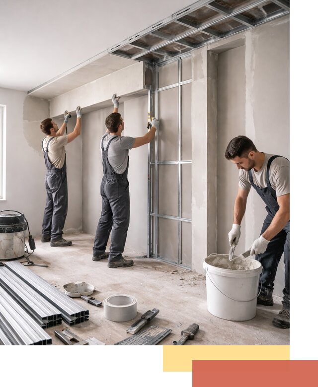 Монтаж потолка из гипсокартона с нишей в Климовске