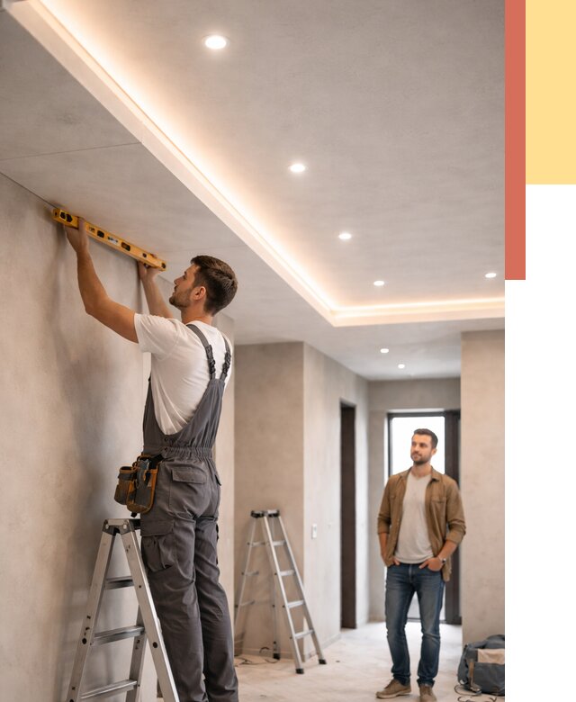 Потолок из гипсокартона с подсветкой в Климовске от 760 руб./м2 под ключ | ОТДЕЛОЧНИК-Клс