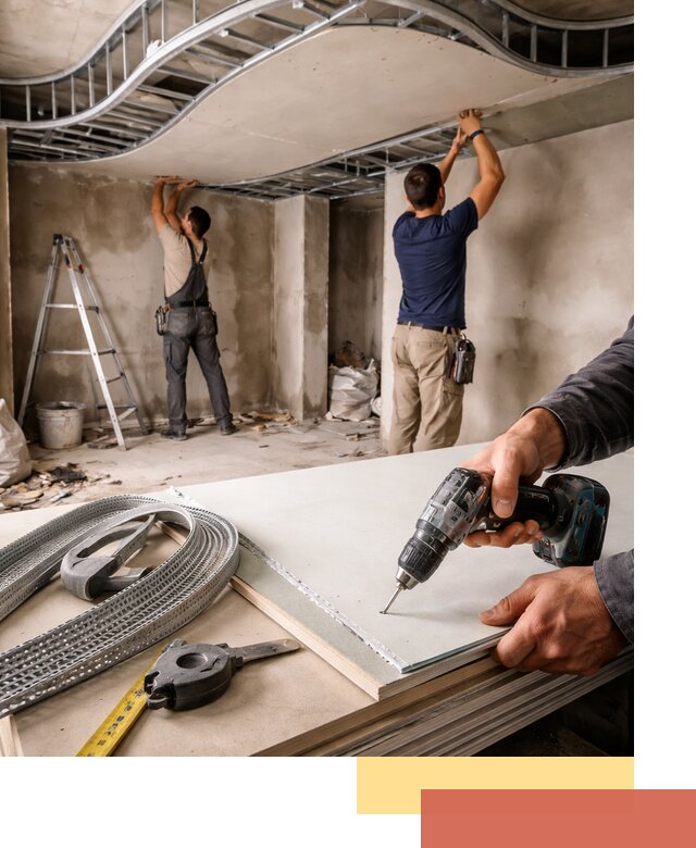 Криволинейный потолок из гипсокартона в Климовске — монтаж и отделка