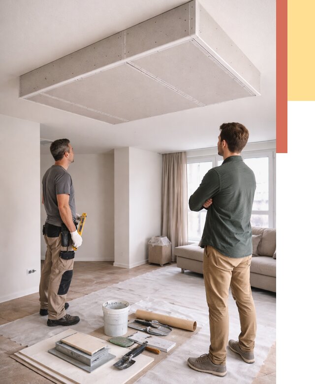 Короб на потолке из гипсокартона в Климовске от 2228 руб. — монтаж и услуги под ключ | ОТДЕЛОЧНИК-Клс