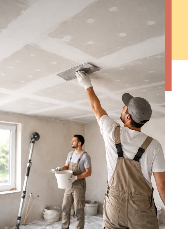Шпаклевка потолка из гипсокартона в Климовске от 3241 руб./м2 — услуги под ключ | ОТДЕЛОЧНИК-Клс