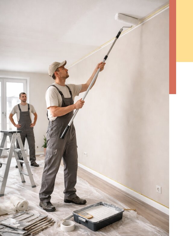 Покраска потолка из гипсокартона в Климовске от 4558 руб./м2 — услуги под ключ | ОТДЕЛОЧНИК-Клс