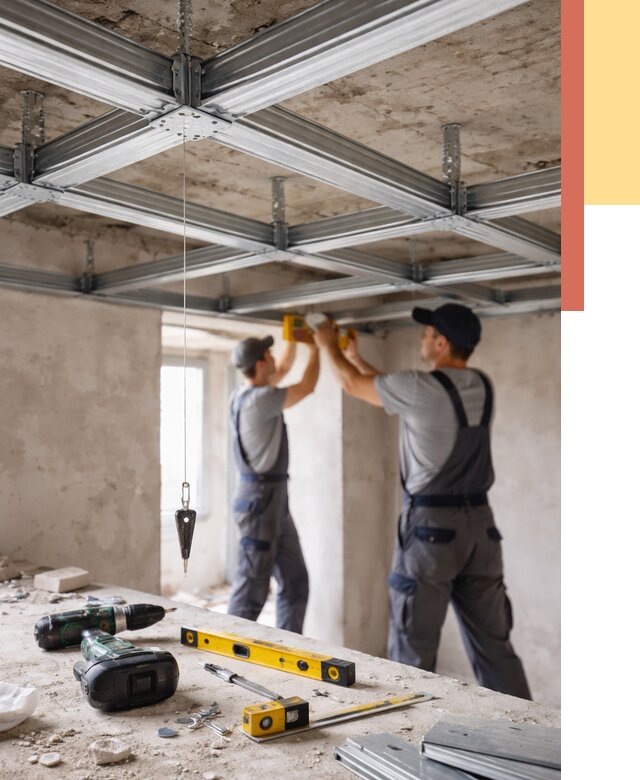 Монтаж каркаса потолка из профиля в Климовске от 4558 руб. — услуги ОТДЕЛОЧНИК-Клс