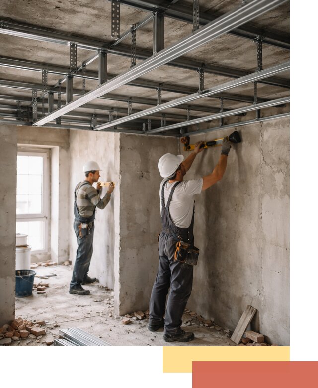 Монтаж каркаса потолка из профильного профиля в Климовске