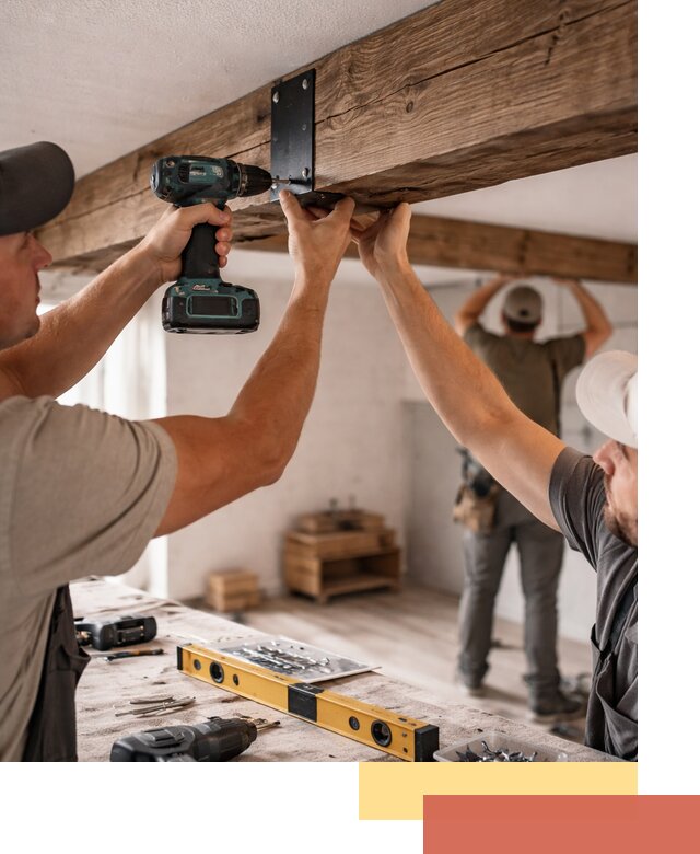 Монтаж декоративных потолочных балок в Климовске